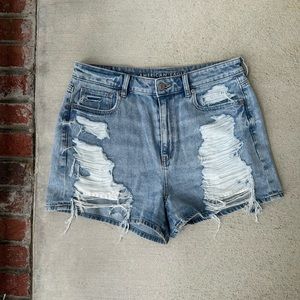 American Eagle Outfitters Light Blue Distressed Jean Shorts